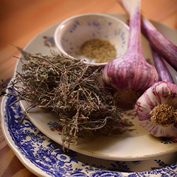 Garlic on top of a plate